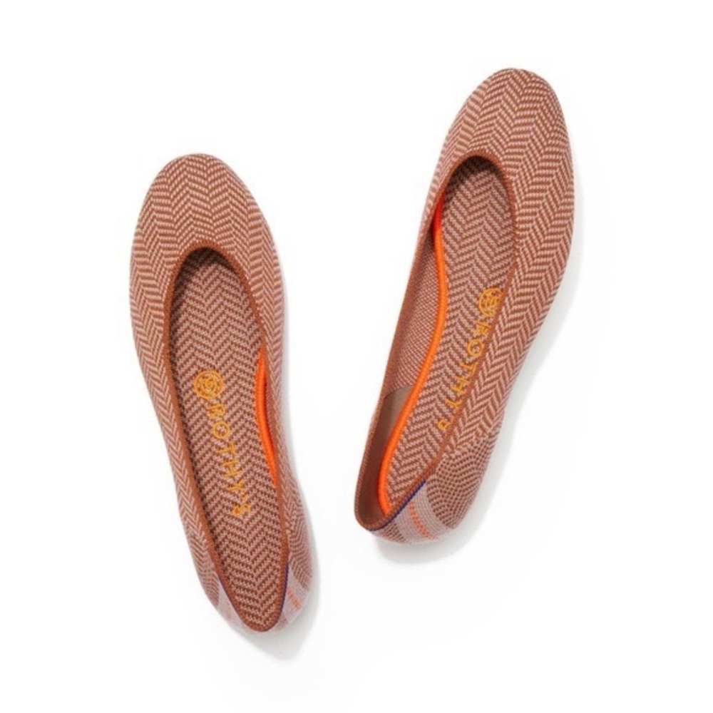 Rothy's Herringbone Loafers in Brown and Orange